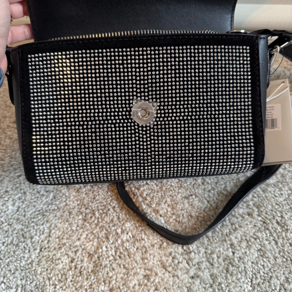 Valentino Orlandi Italy Black Rhinestone Embellished Crossbody Bag - Picture 6 of 11